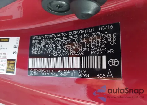 2016 Scion Tc Release Series 10.0 from USA, damaged, VIN JTKJF5C79GJ025582